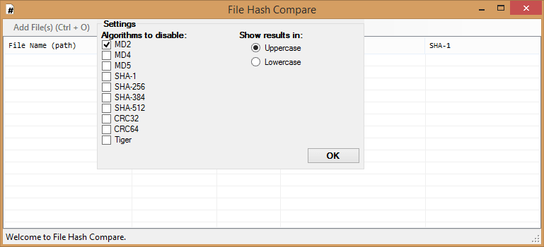 File Hash Compare 1.0.4.0 software screenshot