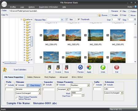 File Renamer Basic 5.0.5 software screenshot