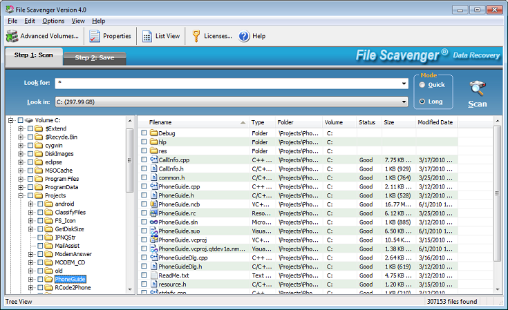 File Scavenger 4.1 Rev 1 software screenshot