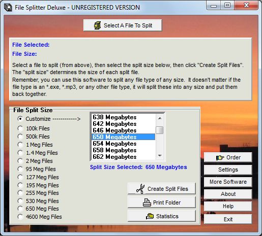 File Splitter Deluxe 3.28e software screenshot