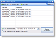 File Timestamper 1.0 software screenshot