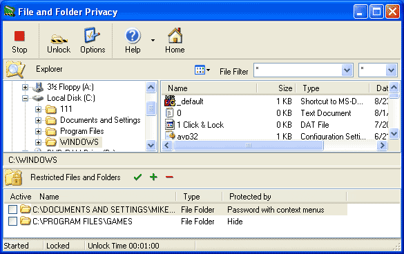 File and Folder Privacy 3.591 software screenshot