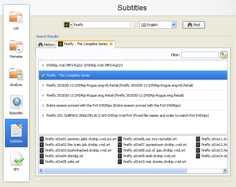 FileBot 4.7.9 software screenshot