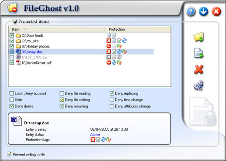 FileGhost 1.0 software screenshot