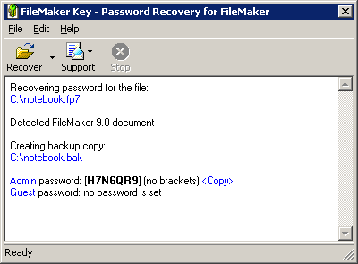 FileMaker Key 7.9 software screenshot