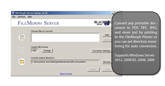 BiBatchConverter Server (formerly FileMorph Server) 4.07.292 software screenshot