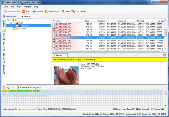 FileRescue NTFS 4.11.210 software screenshot