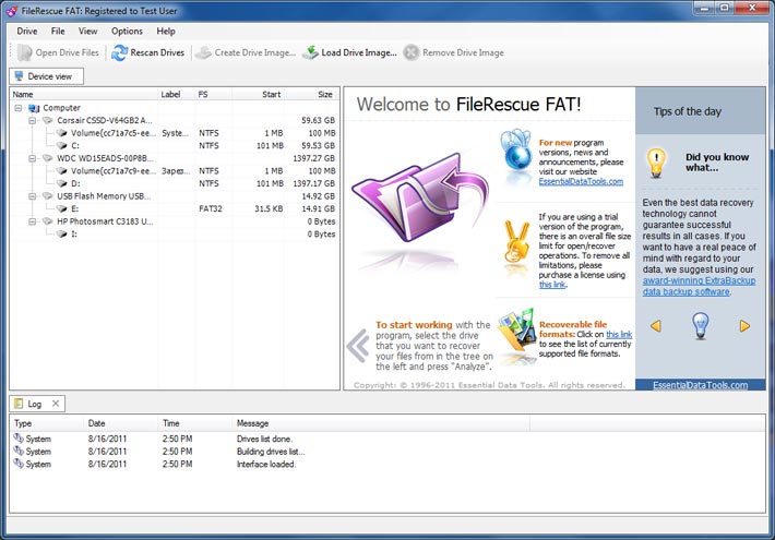 FileRescue for FAT 4.2 software screenshot