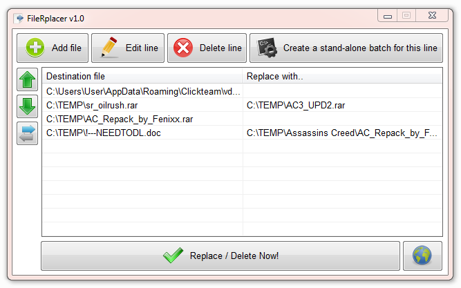 FileRplacer 1.2 software screenshot