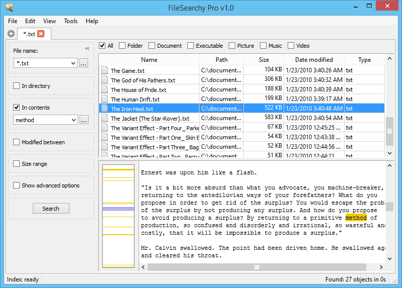 FileSearchy 1.43 software screenshot