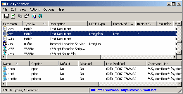 FileTypesMan 1.82 software screenshot