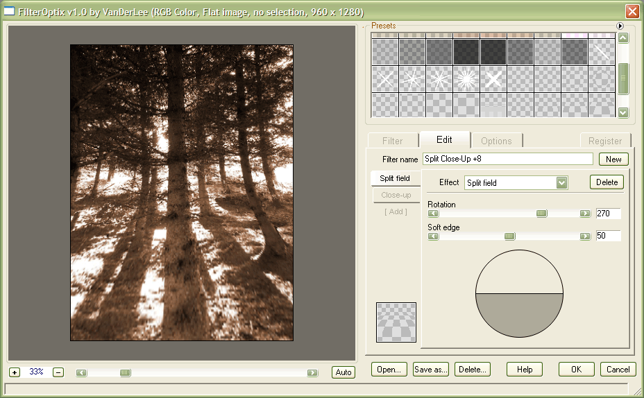 FilterOptix 1.0.2 software screenshot