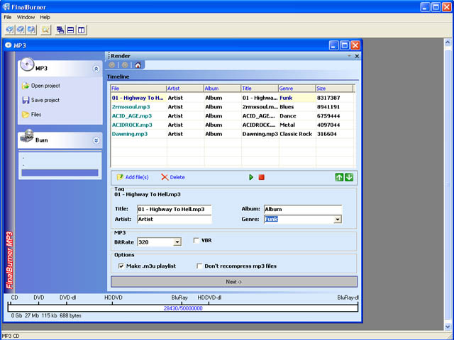 Final MP3 Burner 2.1.0.19 software screenshot