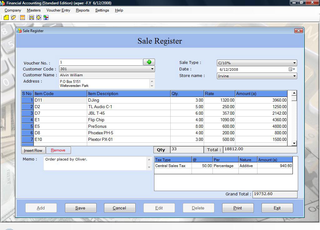 Financial Bookkeeping Software 3.0.1.5 software screenshot