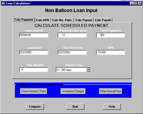 Fincalc 5.0 software screenshot