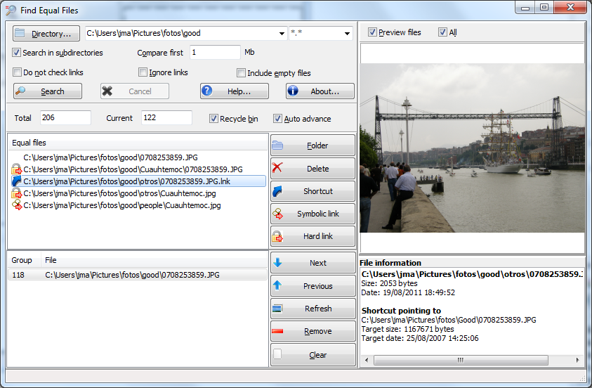 Find Equal Files 1.0.4 software screenshot