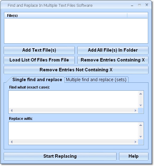 Find and Replace In Multiple Text Files Software 7.0 software screenshot