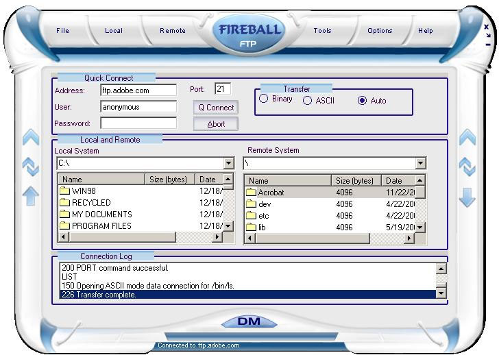 FireBallFtp 2.0.0.1 software screenshot