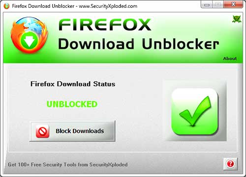 Firefox Download Unblocker 3.5 software screenshot