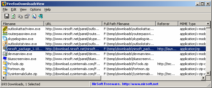 FirefoxDownloadsView 1.38 software screenshot