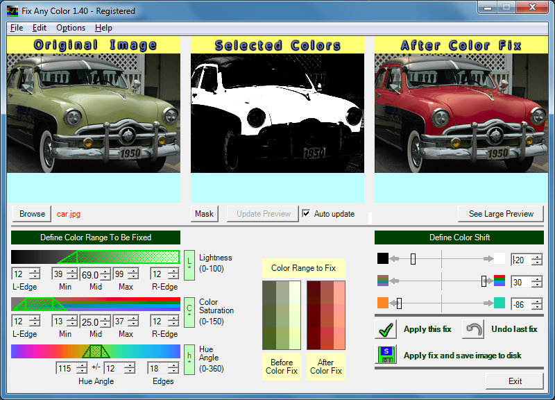 Fix Any Color 1.40 software screenshot
