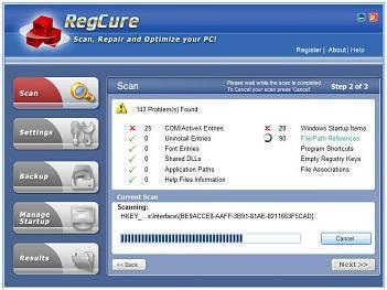 Fix PC Errors - RegCure 2011.0995 software screenshot