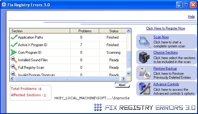Fix Registry Errors 3.0.0 software screenshot