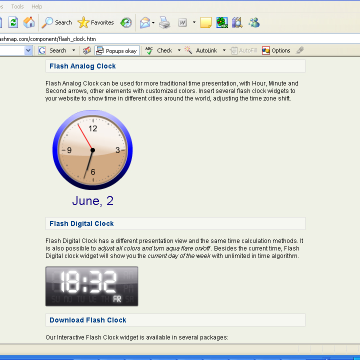 Flash Clock 1.0 software screenshot