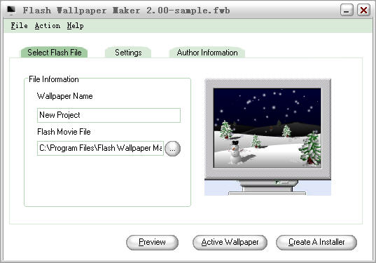 Flash Wallpaper Maker 2.07 software screenshot