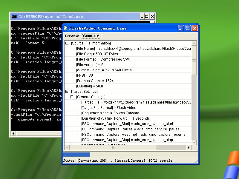 Flash2Video Command Line 2.1.0 software screenshot