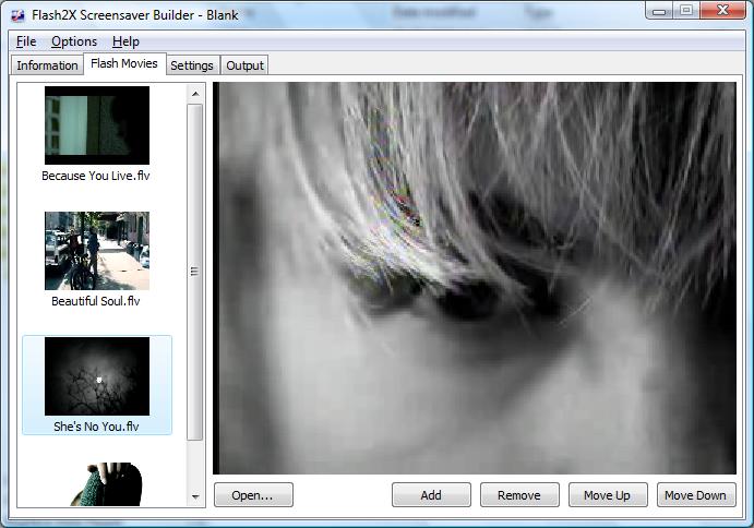 Flash2X Screensaver Builder 3.0.1 software screenshot
