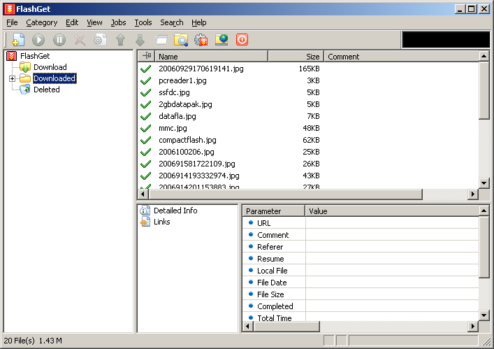 FlashGet 3.7.0.1220 software screenshot