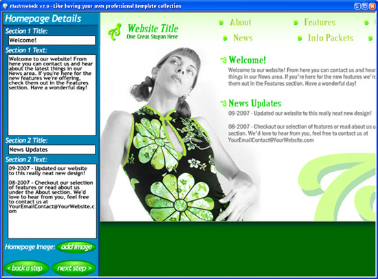 FlashWebKit Flash Website Builder 2.1 software screenshot