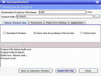 Flashexeshell 2.05 software screenshot