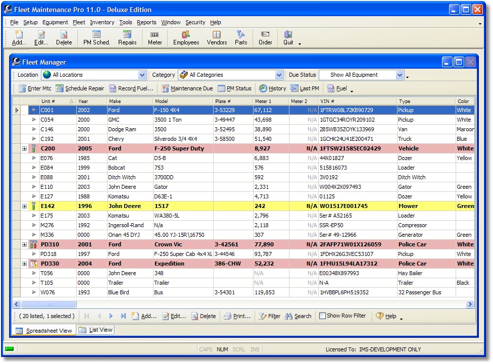 Fleet Maintenance Pro Deluxe 11.0.0.40 software screenshot