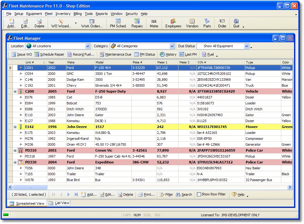 Fleet Maintenance Pro Shop Edition 11.0.0.40 software screenshot