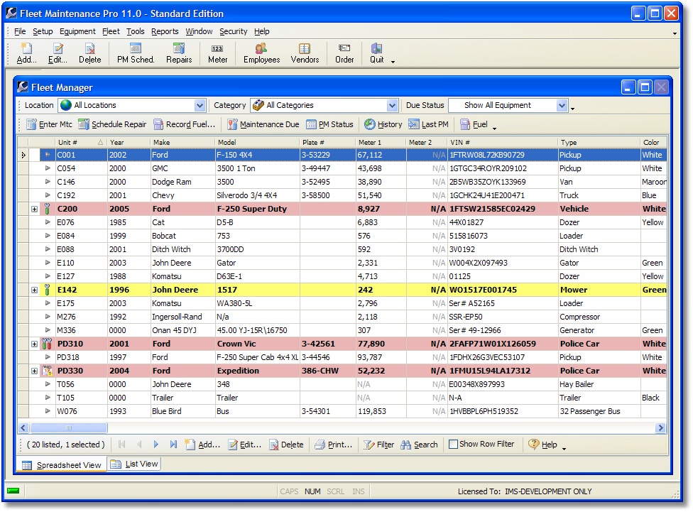 Fleet Maintenance Pro Standard 11.0.0.40 software screenshot