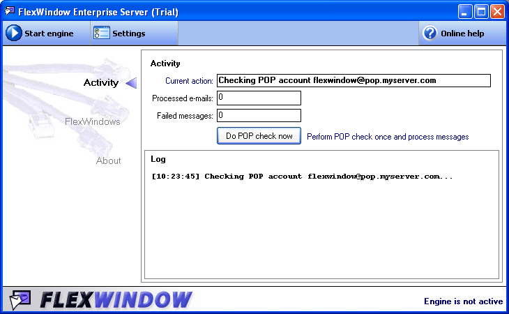 FlexWindow Enterprise Server 1.0.1 software screenshot