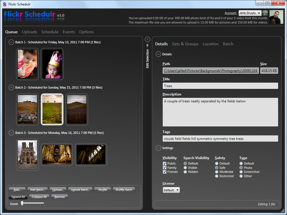 Flickr Schedulr Portable 3.1.4468 software screenshot