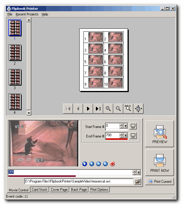 Flipbook Printer 1.10.01 software screenshot