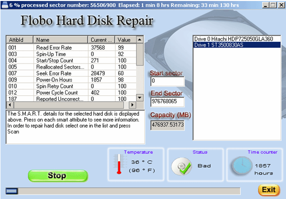 Flobo Hard Disk Repair 6.2 software screenshot