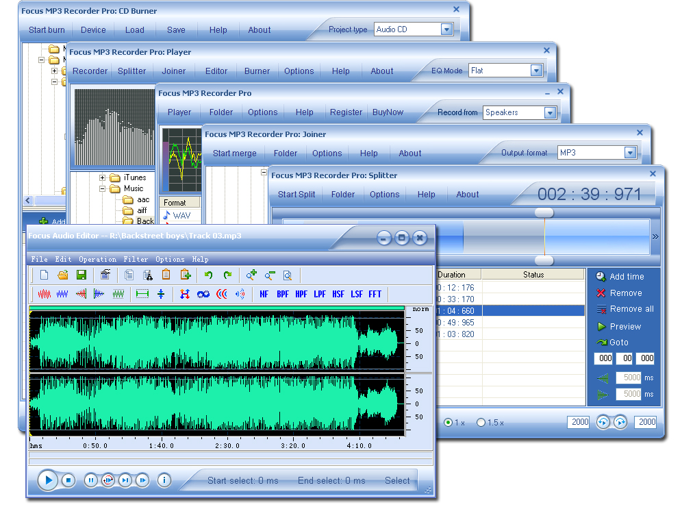 Focus Mp3 Recorder Pro 5.0.1.1 software screenshot