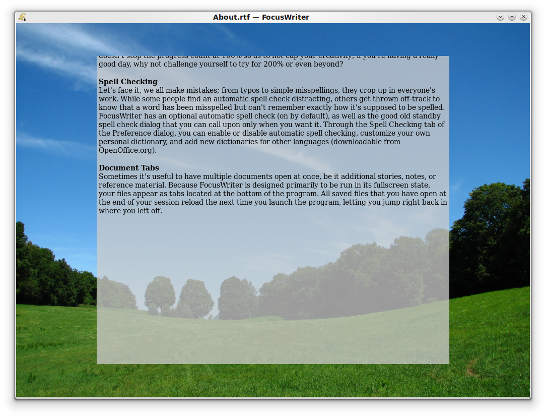 FocusWriter 1.6.5 software screenshot