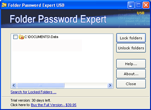 Folder Password Expert USB 2.1.0.6 software screenshot