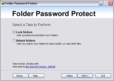 Folder Password Protect 2.8 software screenshot