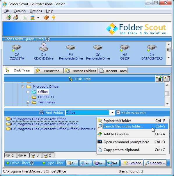 Folder Scout Standard 1.2.0 software screenshot