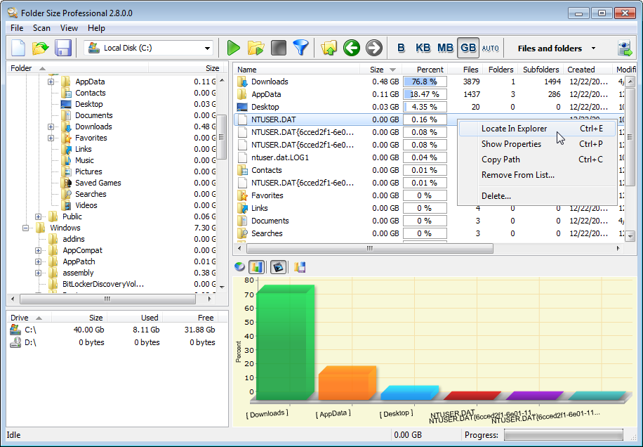 Folder Size 3.4.0.0 software screenshot