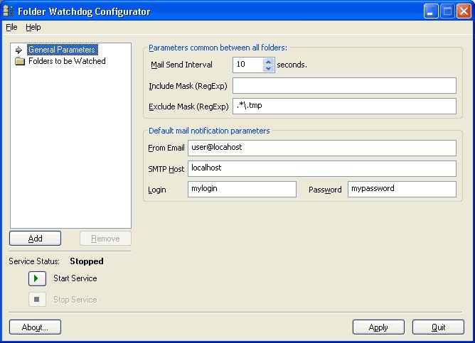 Folder Watchdog Service 1.6.5 software screenshot