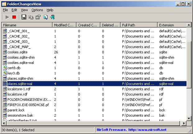 FolderChangesView 2.10 software screenshot
