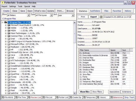 FolderInfo 2.34 software screenshot